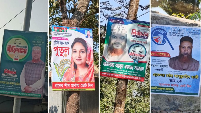 তফসিল ঘোষণার ৬ দিন পরও নাটোরজুড়ে পোস্টার-ফেস্টুন